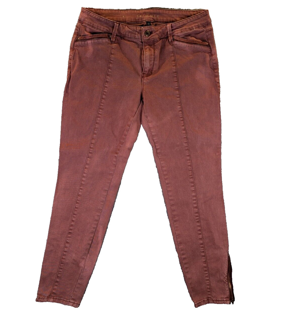 White House Black Market Jeans Womens 8 Red Skimmer Skinny Ankle Zip